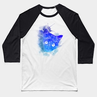 Cat Watercolor Lagoon Baseball T-Shirt